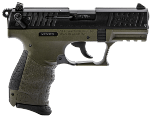 Walther Arms 5120715 P22Q Military 22 LR 10+1 3.42" Black Steel Threaded Barrel  Matte Black Tenifer Serrated Slide  OD Green Polymer Frame w/Picatinny Rail  Black w/Interchangeable Backstrap Grip  Bobbed Hammer  Manual Thumb Safety  Ambidextrous