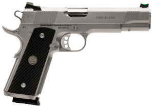 Wilson Combat CQBEFS45SS CQB Elite 45 ACP 8+1 5" Stainless Match Grade Barrel  Serrated Stainless Steel Slide  Stainless Steel Frame w/Beavertail  Black G10 Starburst Grip