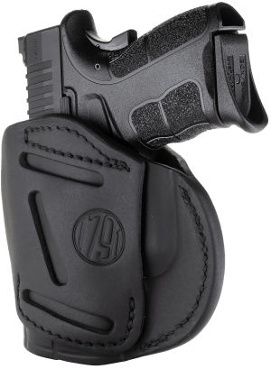 1791 Gunleather 4WH4SBLR 4-Way IWB/OWB Size 04 Stealth Black Leather Belt Clip Compatible w/Glock 26/Springfield XD/XDS/S&W M&P Shield Plus Right Hand