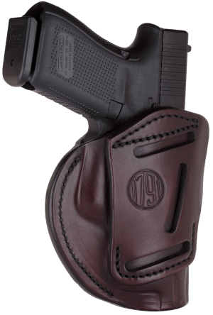 1791 Gunleather 4WH5SBRR 4-Way IWB/OWB 05 Signature Brown Leather Belt Clip Fits S&W M&P/Springfield XD/Glock 17/HK VP9
