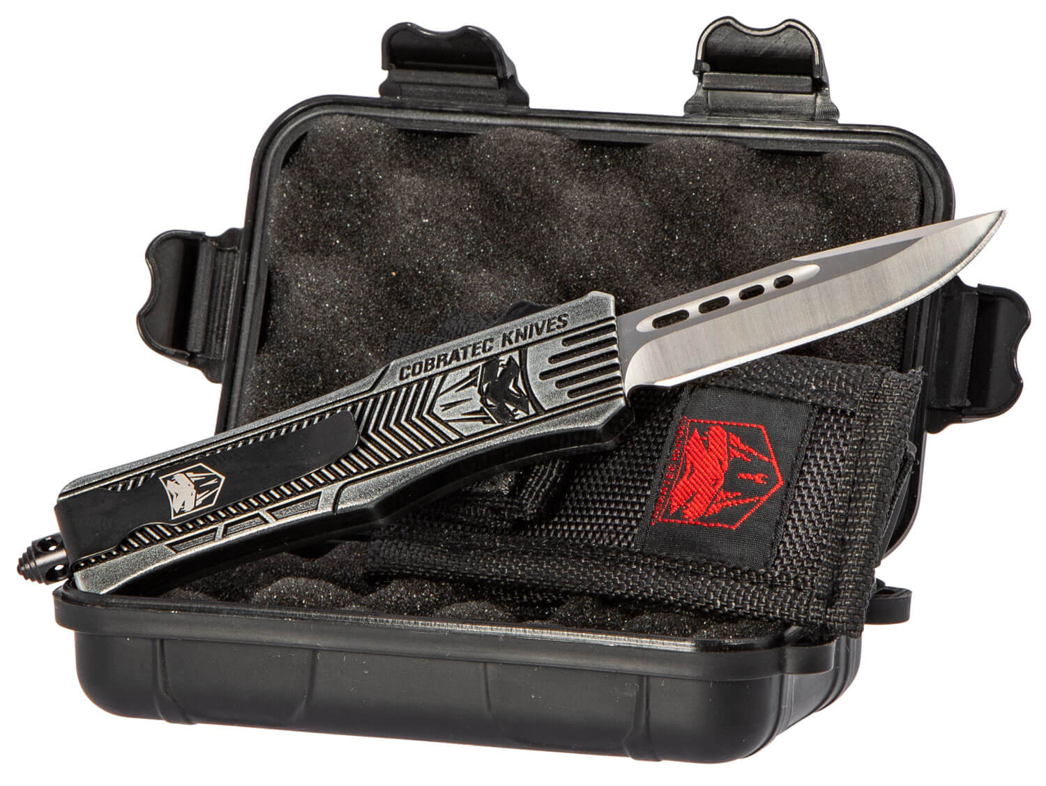 CobraTec Knives SSWCTK1SDNS CTK-1 Small 2.75" OTF Drop Point Plain D2 Steel Blade/Black Stonewashed Aluminum Handle Features Glass Breaker Includes Pocket Clip - Image 2