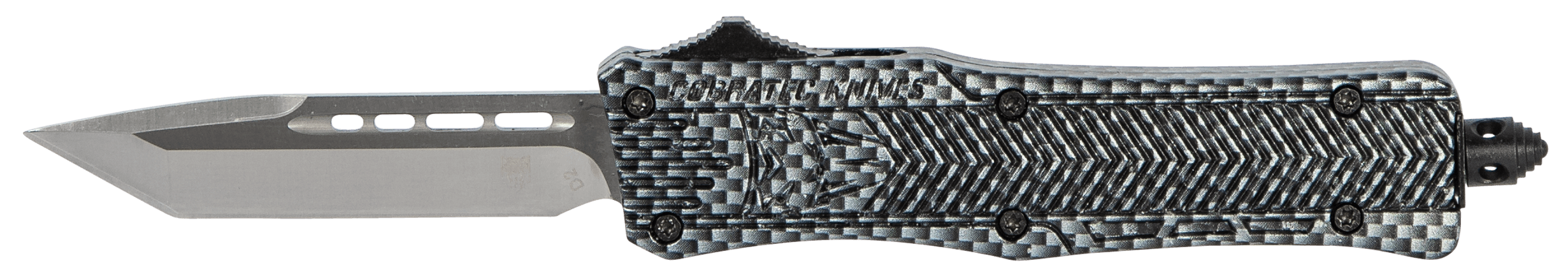 CobraTec Knives SCFCTK1STNS CTK-1 Small 2.75" OTF Tanto Plain D2 Steel Blade/Carbon Fiber Aluminum Handle Features Glass Breaker Includes Pocket Clip