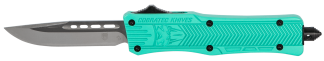 CobraTec Knives STFCTK1SDNS CTK-1 Small 2.75" OTF Drop Point Plain D2 Steel Blade/Tiffany Blue Aluminum Handle Features Glass Breaker Includes Pocket Clip