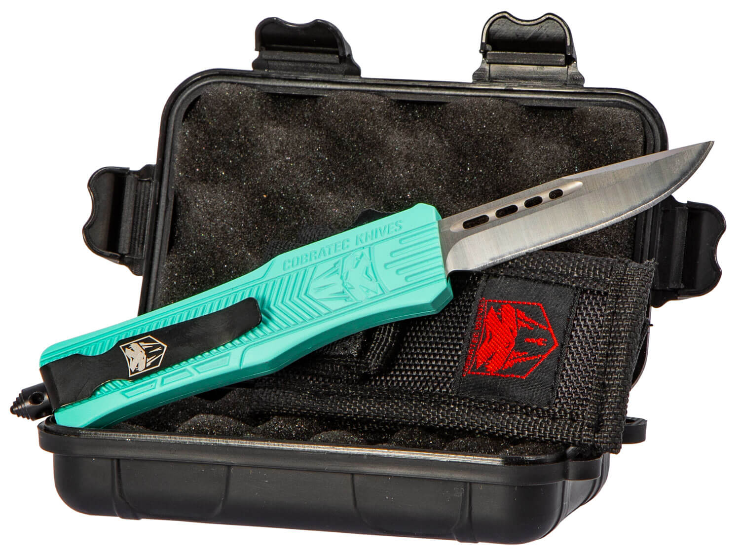 CobraTec Knives STFCTK1SDNS CTK-1 Small 2.75" OTF Drop Point Plain D2 Steel Blade/Tiffany Blue Aluminum Handle Features Glass Breaker Includes Pocket Clip - Image 2