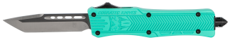 CobraTec Knives STFCTK1STNS CTK-1 Small 2.75" OTF Tanto Plain D2 Steel Blade/Tiffany Blue Aluminum Handle Features Glass Breaker Includes Pocket Clip