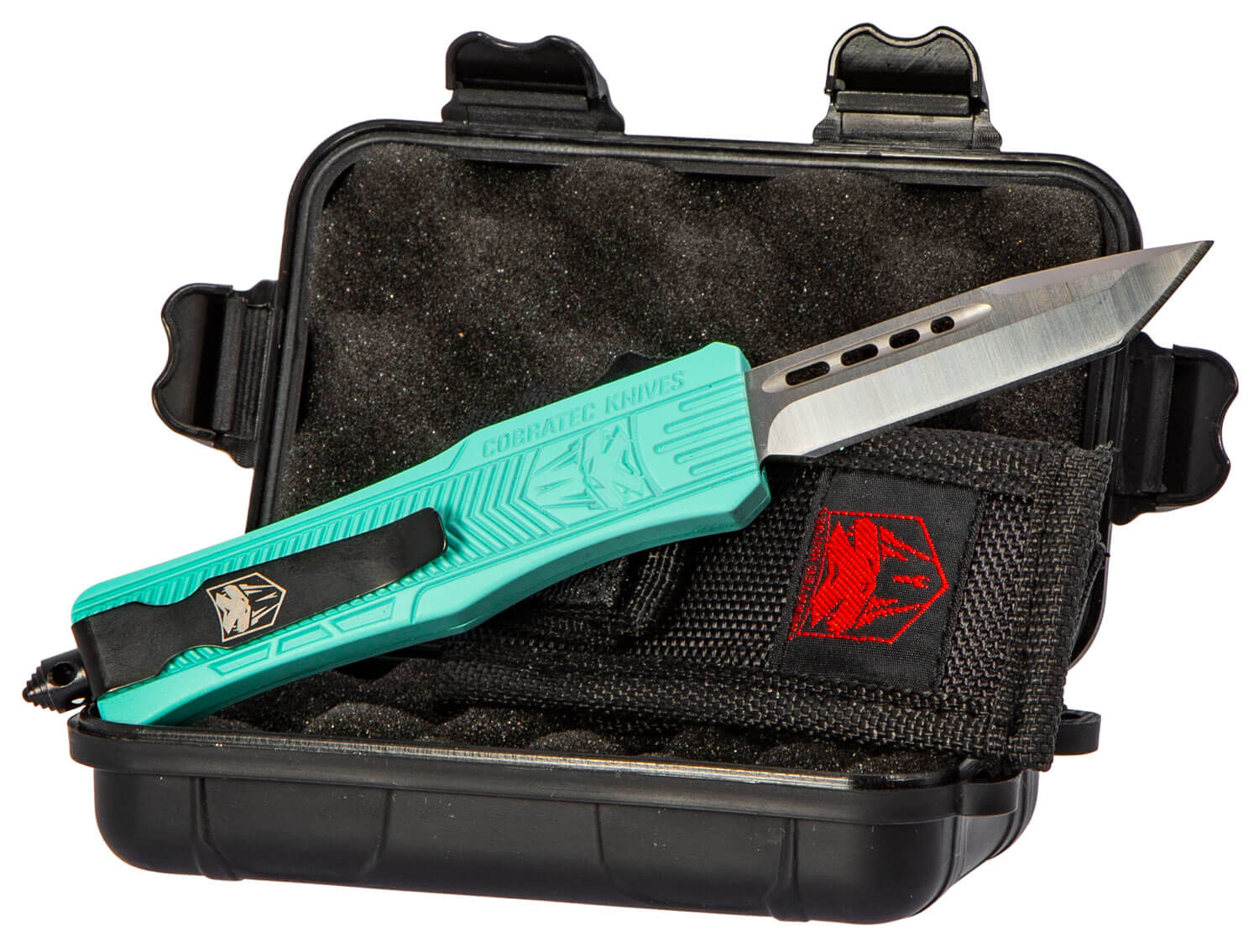 CobraTec Knives STFCTK1STNS CTK-1 Small 2.75" OTF Tanto Plain D2 Steel Blade/Tiffany Blue Aluminum Handle Features Glass Breaker Includes Pocket Clip - Image 2