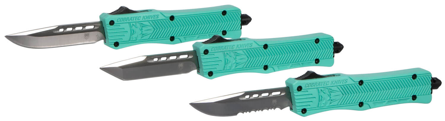 CobraTec Knives STFCTK1STNS CTK-1 Small 2.75" OTF Tanto Plain D2 Steel Blade/Tiffany Blue Aluminum Handle Features Glass Breaker Includes Pocket Clip - Image 4