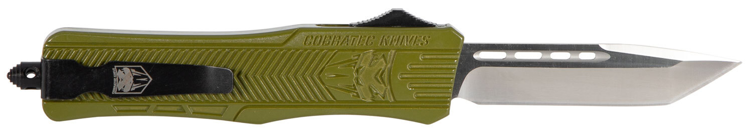 CobraTec Knives MODCTK1MTNS CTK-1 Medium 3" OTF Tanto Plain D2 Steel Blade/OD Green Aluminum Handle Features Glass Breaker Includes Pocket Clip - Image 2