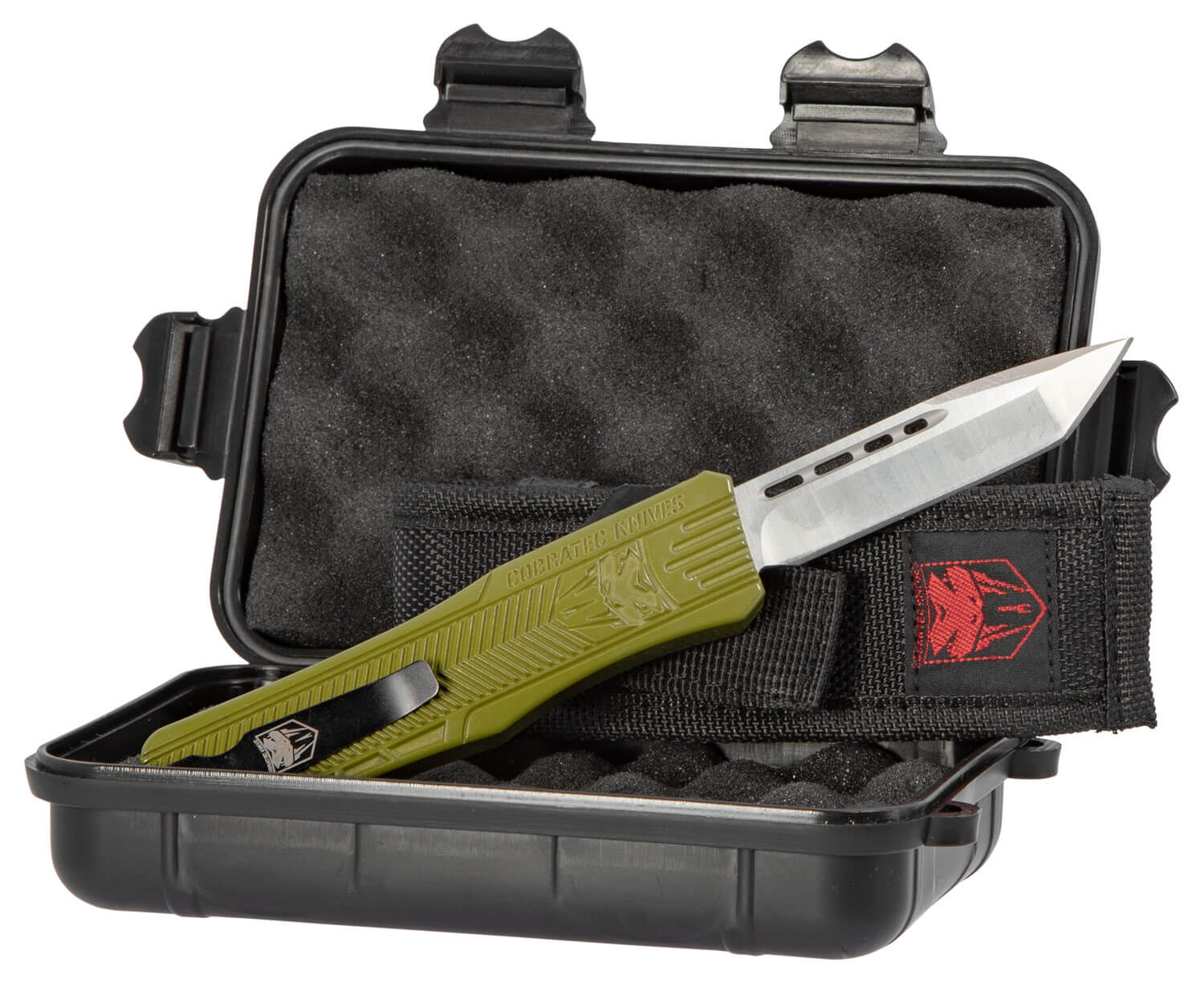 CobraTec Knives MODCTK1MTNS CTK-1 Medium 3" OTF Tanto Plain D2 Steel Blade/OD Green Aluminum Handle Features Glass Breaker Includes Pocket Clip - Image 3