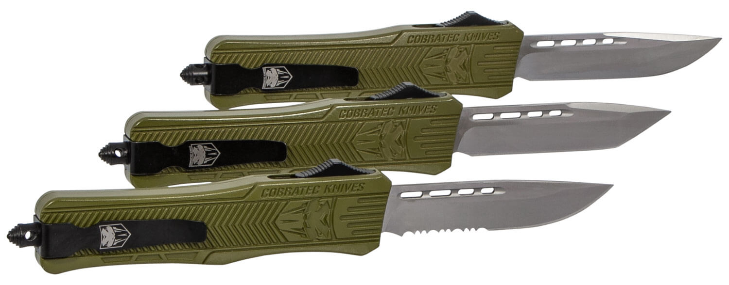 CobraTec Knives MODCTK1MTNS CTK-1 Medium 3" OTF Tanto Plain D2 Steel Blade/OD Green Aluminum Handle Features Glass Breaker Includes Pocket Clip - Image 5