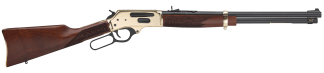 Henry H02435 Side Gate Lever Action 35 Rem Caliber with 5+1 Capacity 20" Blued Barrel Polished Brass Metal Finish & American Walnut Stock Right Hand (Full Size)