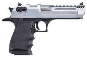 Magnum Research DE44L5BC Desert Eagle L5 44 Mag 8+1  5" Stainless Steel w/Integral Muzzle Brake & Picatinny Rail  Barrel Brushed Chrome Serrated Carbon Steel Slide  Black Anodized Aluminum Frame w/Beavertail  Black Hogue Finger Grooved Grip  Ambidextrous
