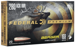 Federal P280AIBCH1 Premium  280Ackley Improved 168gr Berger Hybrid Hunter 20rd Box