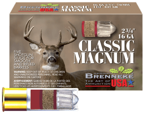 Brenneke SL162CLM Classic Magnum 16Gauge 2.75" 1oz Slug Shot 5 Per Box