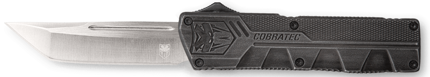 CobraTec Knives SWCTLWTNS Lightweight 3.25" OTF Tanto Plain D2 Steel Blade/Stonewashed Aluminum Handle Includes Pocket Clip