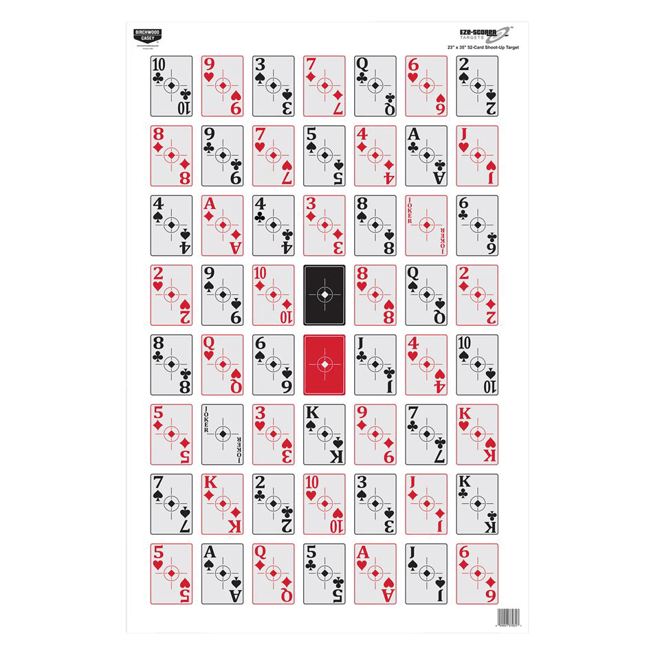 Birchwood Casey 37026 EZE-Scorer Playing Cards Paper Hanging 23" x 35" Multi-Color 5 Pack