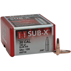 Hornady 30730 Sub-X 30 Cal .308 190 gr Subsonic eXpanding 100rd Box/ 15 Case
