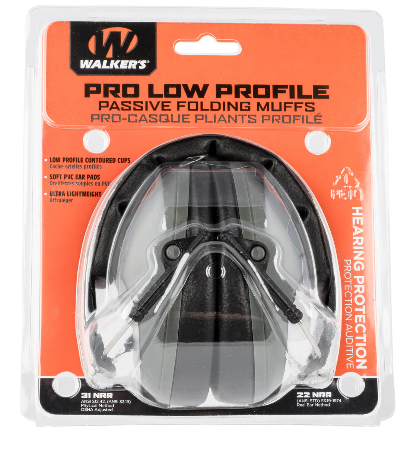 Walker's GWPFPM1GY Pro Low Profile Passive Muff 22 dB Over the Head Gray/Black Polymer - Image 2