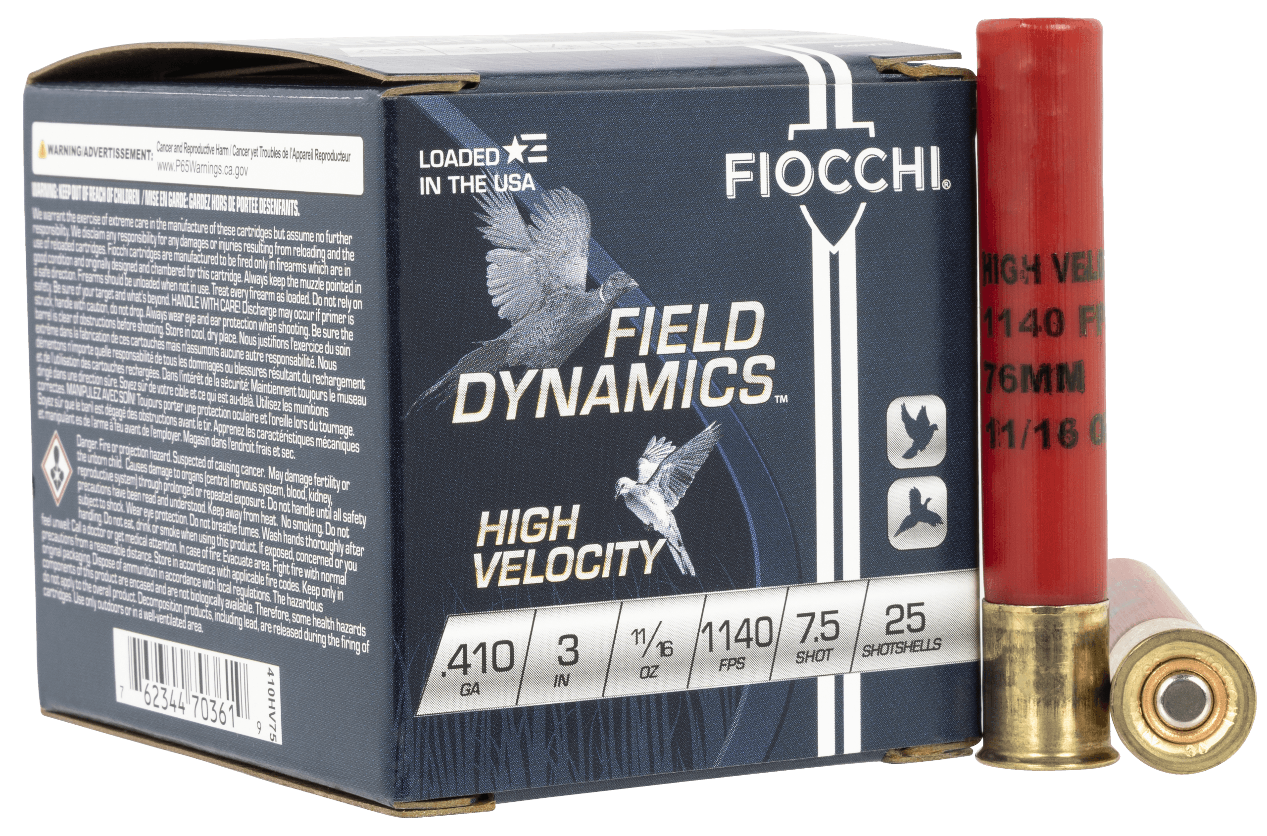 Fiocchi 410HV75 Field Dynamics High Velocity 410Gauge 3" 11/16oz 7.5Shot 25rd Box