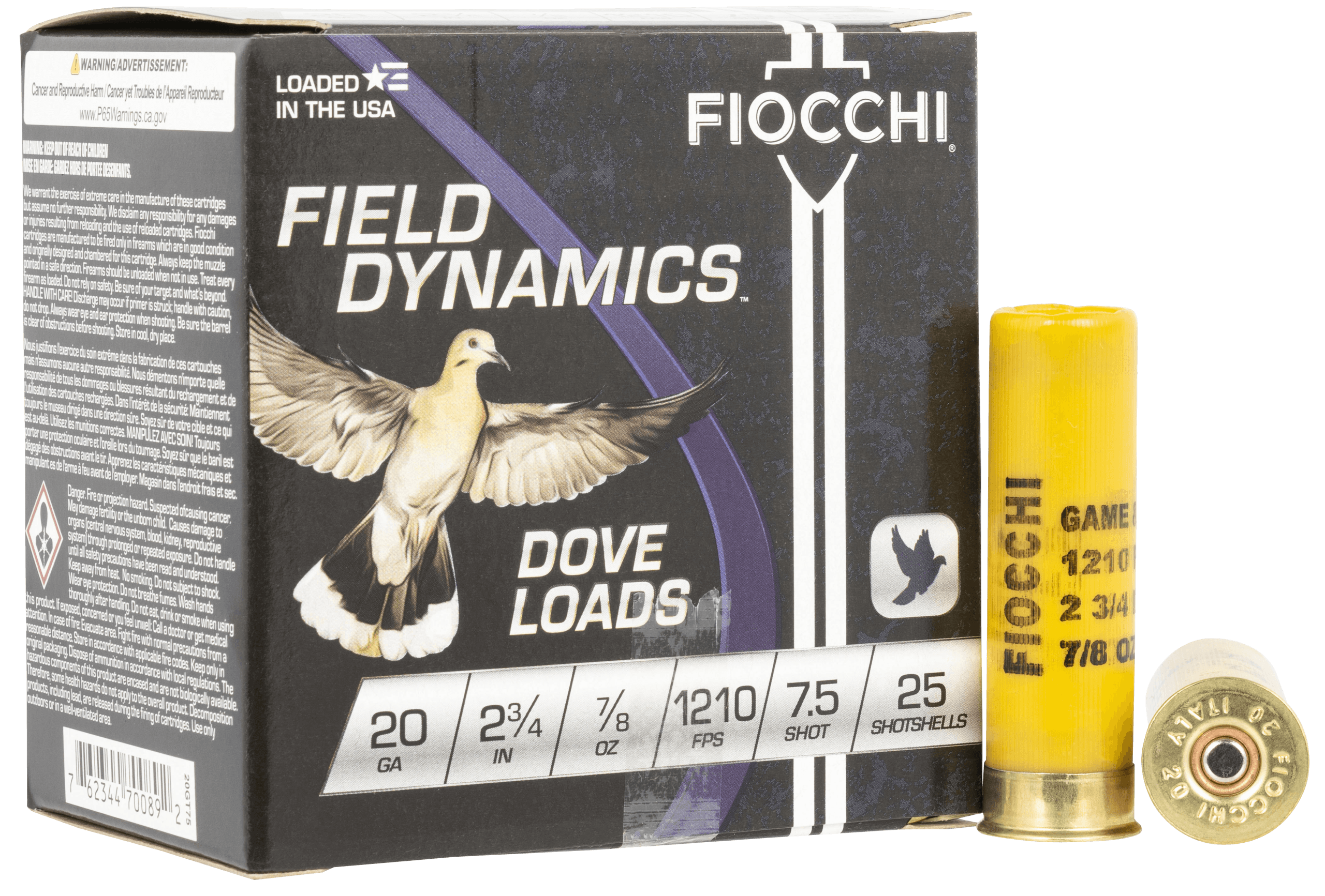 Fiocchi 20GT75 Field Dynamics Dove & Quail 20Gauge 2.75" 7/8oz 7.5Shot 25rd Box