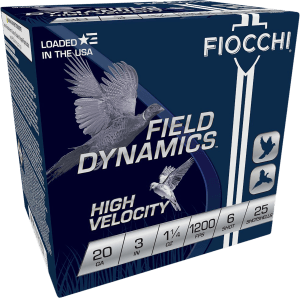 Fiocchi 203HV6 Field Dynamics High Velocity 20Gauge 3" 1 1/4oz 6Shot 25rd Box