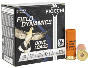 Fiocchi 12GTX188 Field Dynamics Dove & Quail 12Gauge 2.75" 1 1/8oz 8Shot 25rd Box
