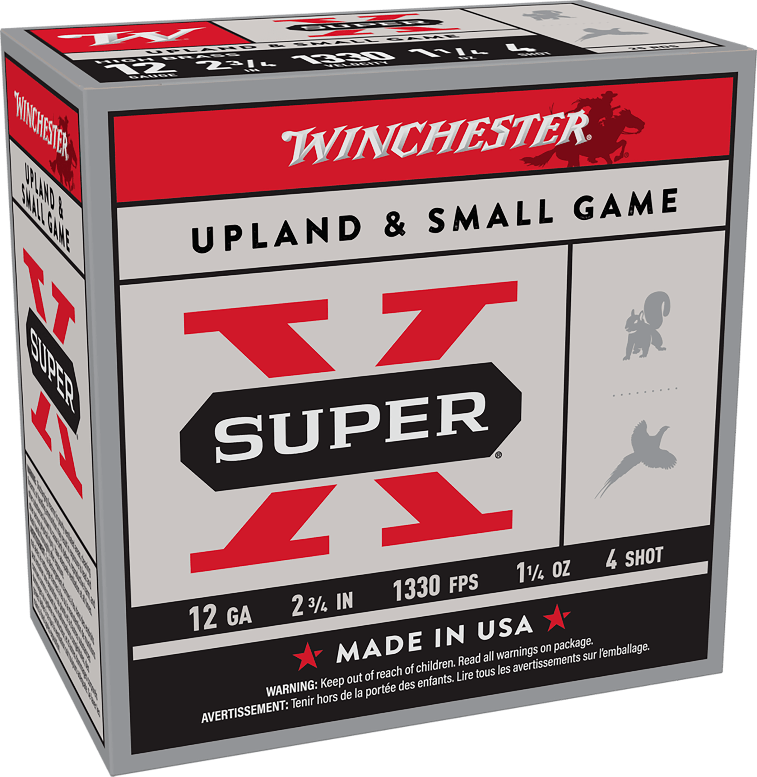 Winchester Ammo X124 Super X Game Load High Brass 12 Gauge 2.75" 1 1/4 oz 4 Shot 25 Bx