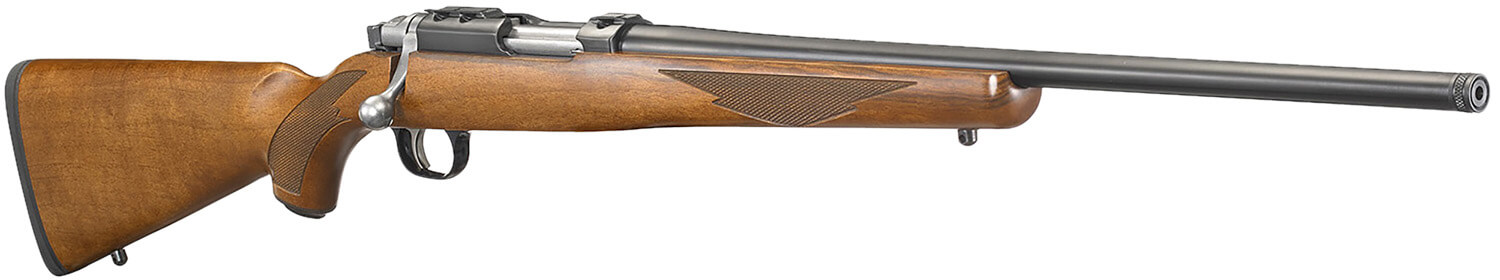 Ruger 7225 77/22 22 Hornet 6+1 Capacity 20" Threaded Barrel Blued Alloy Steel Integral Scope Mount On A Solid Steel Receiver American Walnut Stock - Image 3