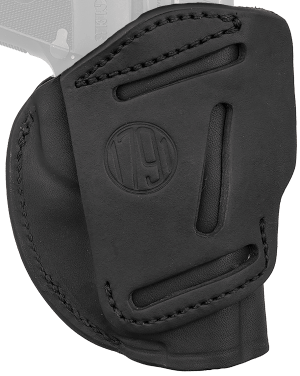 1791 Gunleather 4WH1SBLL 4-Way  IWB/OWB 01 Stealth Black Leather Belt Clip Fits 3-4" Barrel 1911 Left Hand
