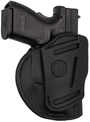 1791 Gunleather 4WH5SBLL 4-Way  IWB/OWB 05 Stealth Black Leather Belt Clip Fits S&W M&P/Springfield XD/Glock 17/HK VP9 Left Hand