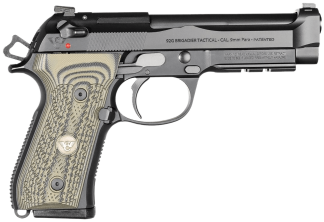 Wilson Combat BER92BRIG9 92G Brigadier Tactical 9mm Luger 15+1 4.70" Target Crown Steel Barrel  Black Serrated Steel Slide  Black Steel Frame w/Picatinny Rail  Dirty Olive G10 Grip  Ambidextrous