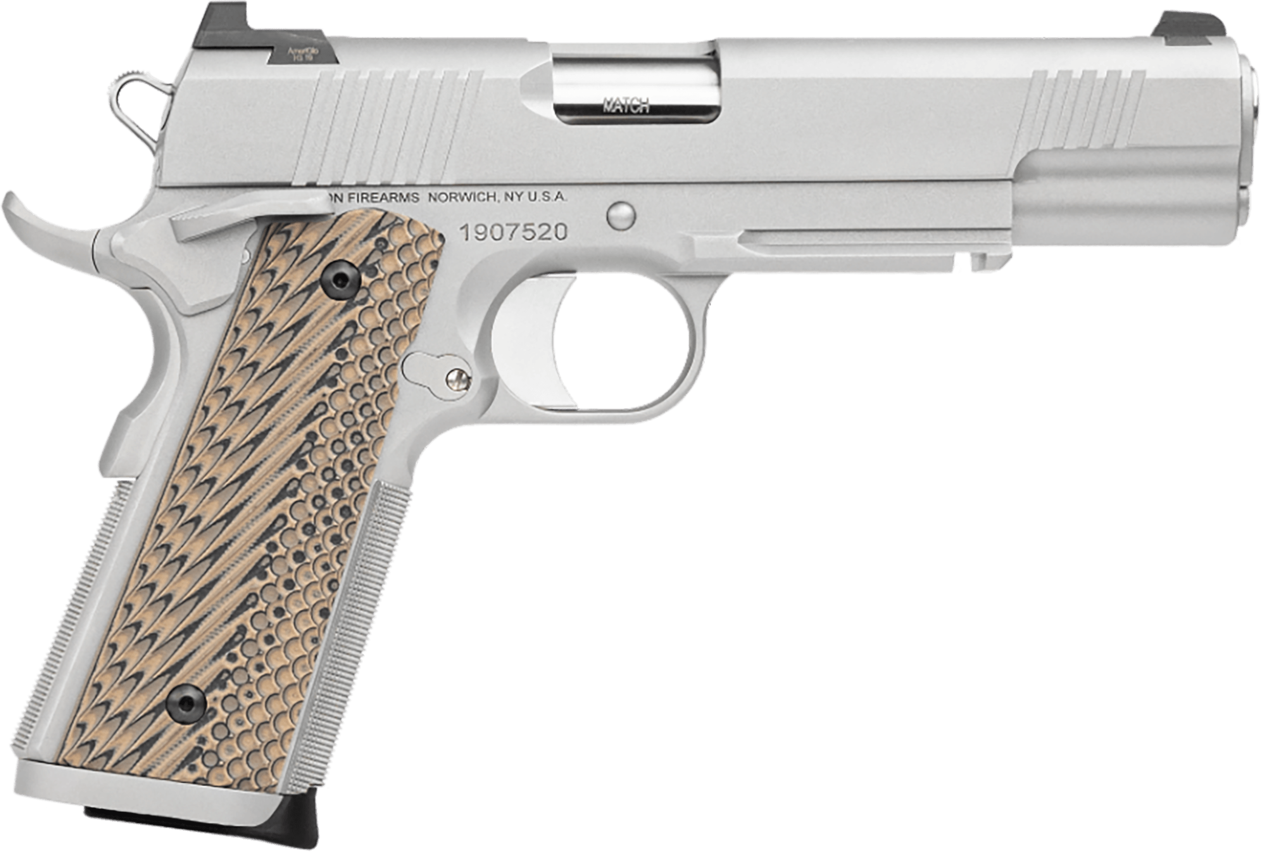 Dan Wesson 01802 Specialist 45 ACP 8+1 5" Stainless Steel Barrel Bead Blasted Serrated Stainless Steel Slide Frame w/Beavertail & Picatinny Rail Black/Brown G10 Grip Ambidextrous