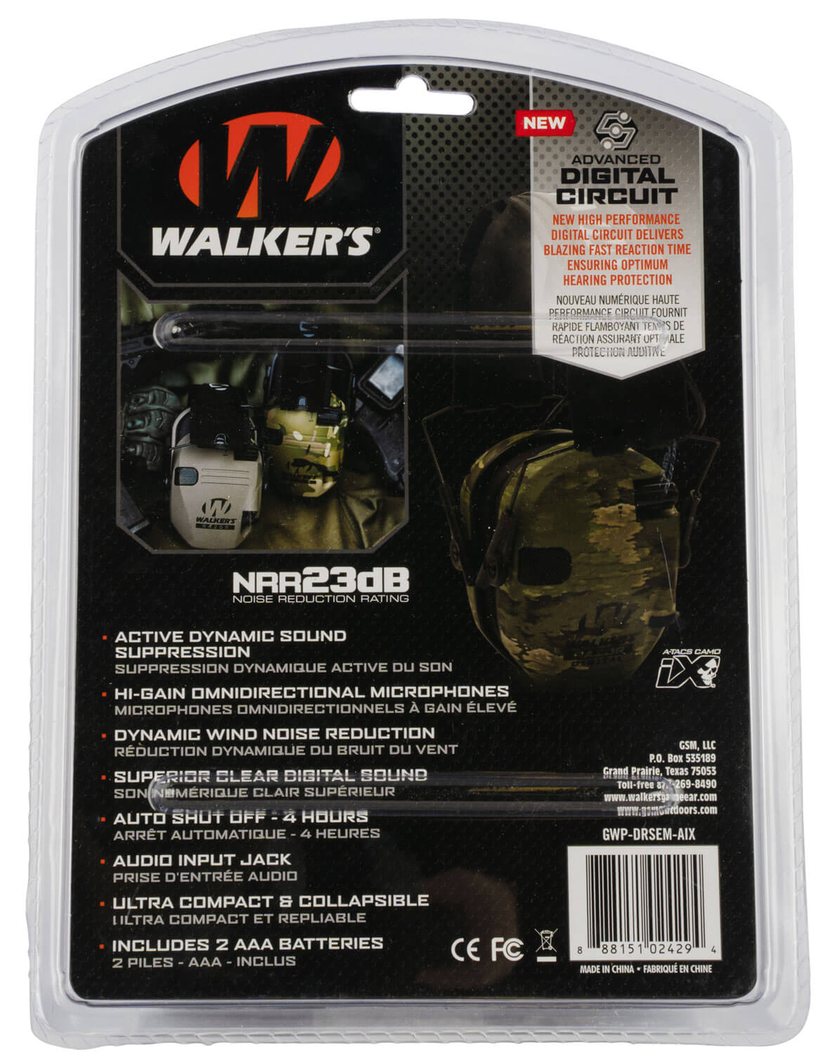 Walker's GWPDRSEMAIX Razor PRO Digital Electronic Muff Polymer 23 dB Over the Head ATAC-IX Camo/Black Adult - Image 2