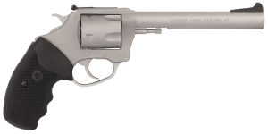 Charter Arms 79960 Pitbull Large 9mm Luger 5 Shot 6 Matte Stainless Steel Barrel Cylinder & Frame w/Black Finger Grooved Rubber Grip"