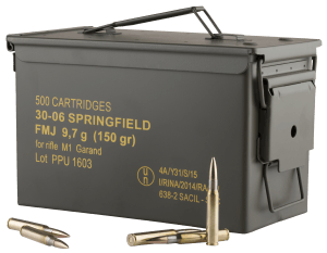 PPU PP3006GMC Standard Rifle  30-06 Springfield 150 gr Full Metal Jacket/ 500rds *Sold by Case *Includes Metal Can