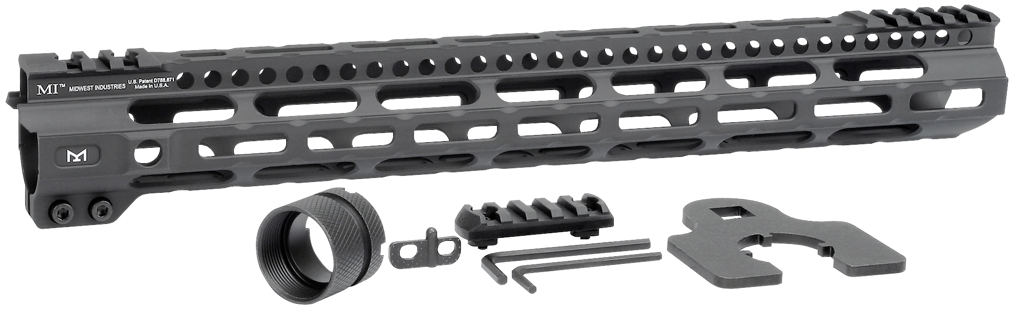 Midwest Industries MICRLW15 Combat Lightweight AR-15 Black Hardcoat Anodized Aluminum/Polymer 15" Picatinny/M-LOK