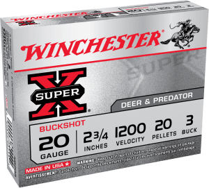 Winchester Ammo XB203VP Super X  20 Gauge 2.75" 20 Pellets 3 Buck Shot 15 Bx Value Pack
