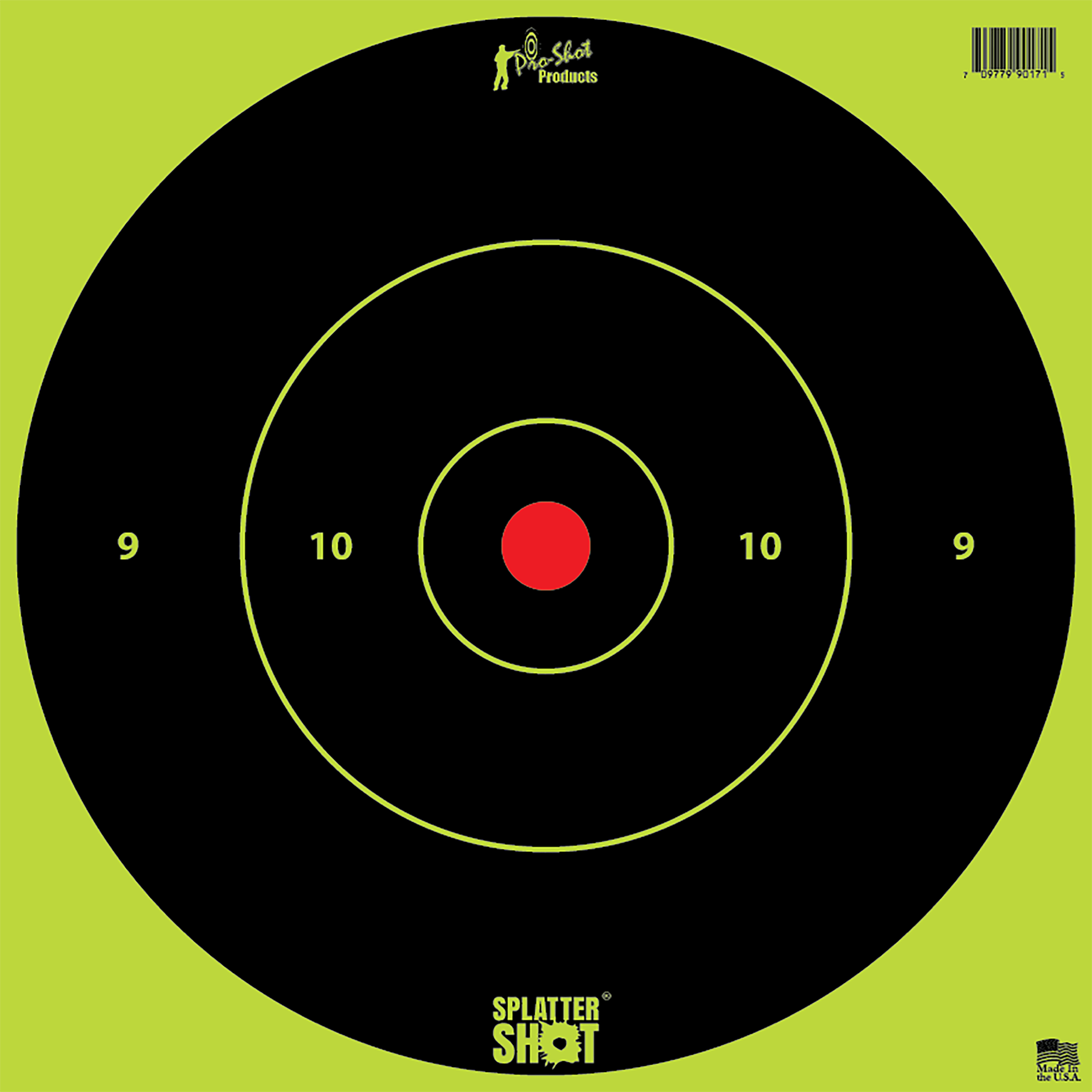 Pro-Shot 12BGREENTG5PK SplatterShot 12" Bullseye Hanging Tagboard Black/Green Impact Enhancement White 5 Pack