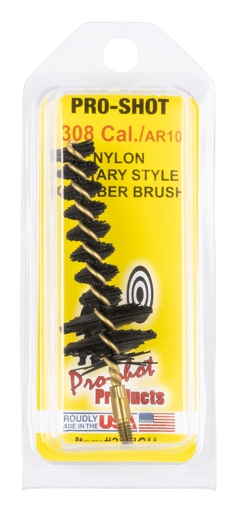 Pro-Shot 30NCH Chamber Brush Military Style .308/ 7.62mm Cal AR Platform #8-32 Thread Nylon Bristles Brass Core