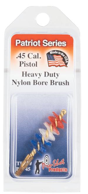 Pro-Shot PSP45 Patriot Series Bore Brush .45 Cal Pistol #8-32 Thread Nylon Bristles Brass Core