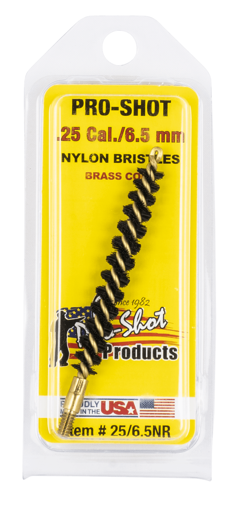 Pro-Shot 2565NR Bore Brush .25 Cal/ 6.5mm Rifle #8-32 Thread Nylon Bristles Brass Core