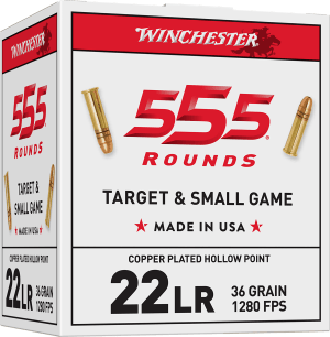 Winchester Ammo 22LR555HP USA  22 LR 36 gr Copper Plated Hollow Point 555 Per Box *Bulk