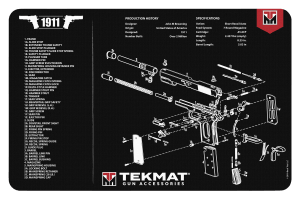 TekMat TEKR171911 1911 Cleaning Mat Black/White Rubber 15" x 20" 1911 Parts Diagram Illustration
