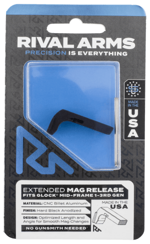Rival Arms RA72G001A Magazine Release Compatible w/Glock Gen3 (Except 21SF) Extended Black Anodized Aluminum