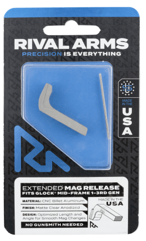 Rival Arms RA72G001D Magazine Release Compatible w/Glock Gen3 (Except 21SF) Extended Silver Aluminum