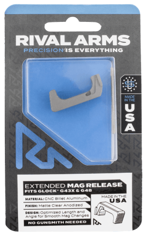 Rival Arms RA72G004D Magazine Release Extended Silver Aluminum for Glock 43X 48