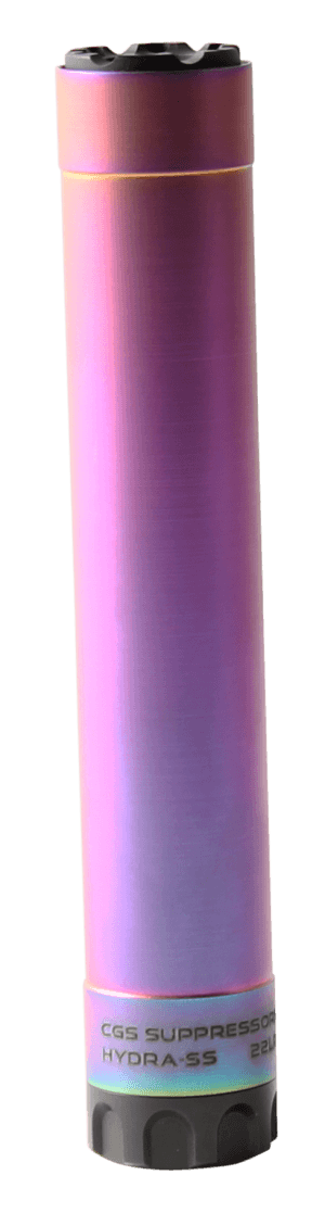 CGS Suppressors CGSHYDRASS22 Hydra  22 LR 1" Rainbow PVD Titanium/Stainless Steel 1/2"-28 tpi