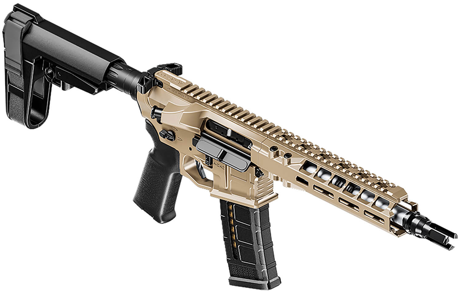 Radian Weapons R0504 Model 1 Pistol 300 Blackout 30+1 9" Black Cerakote Match Grade Threaded Barrel Flat Dark Earth Cerakote Aluminum Receiver w/Picatinny Rail Black Carbon Fiber SBA3 Brace Black Magpul Grip Ambidextrous - Image 2