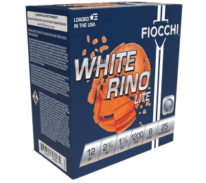 Fiocchi 12WRNL9 Exacta Target White Rino Lite 12Gauge 2.75" 1 1/8oz 9Shot 25rd Box