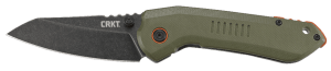 CRKT 6280 Overland 3" Folding Sheepsfoot Plain Stonewashed 8Cr13MoV SS Blade/ Green G10/SS Handle Includes Pocket Clip